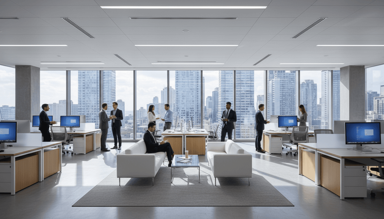 Bright modern consulting office with city views
